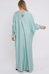 WOMENS GATHERED SLEEVES ABAYA MINT